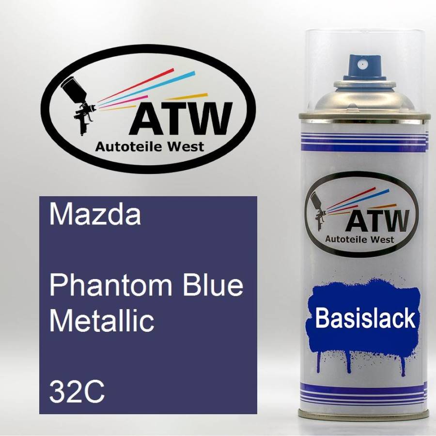 Mazda, Phantom Blue Metallic, 32C: 400ml Sprühdose, von ATW Autoteile West.